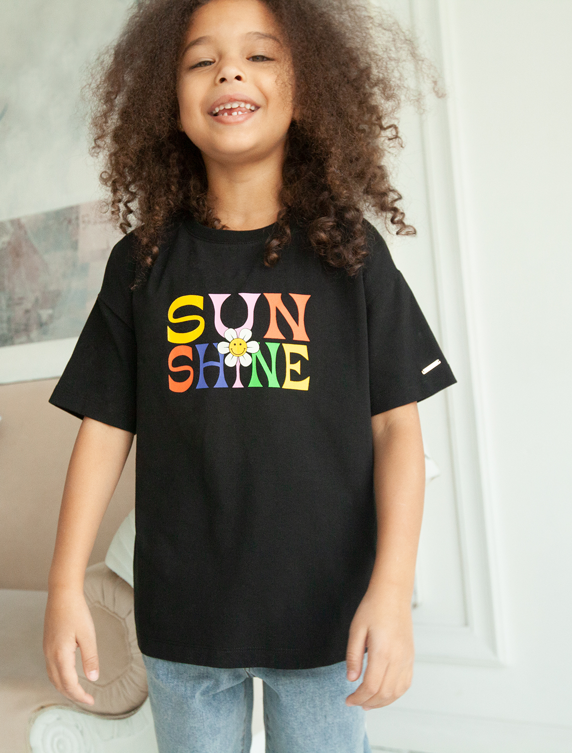 картинка Футболка для девочки черный_sun_shine от магазина Одежда+